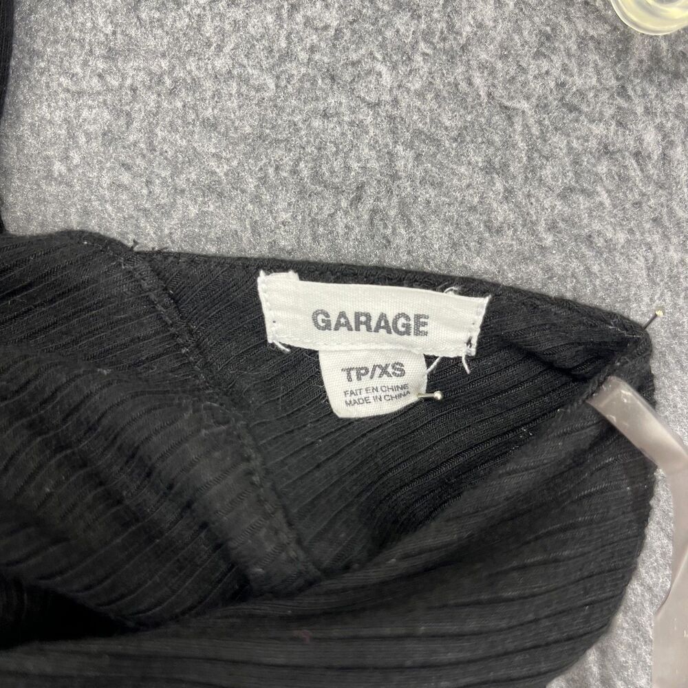 Garage Crop Top Womens XS Black Ribbed Cross‎ Back Tie Front Sleeveless Stretchy - Picture 8 of 15